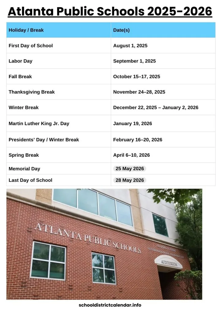 Atlanta Public Schools Calendar