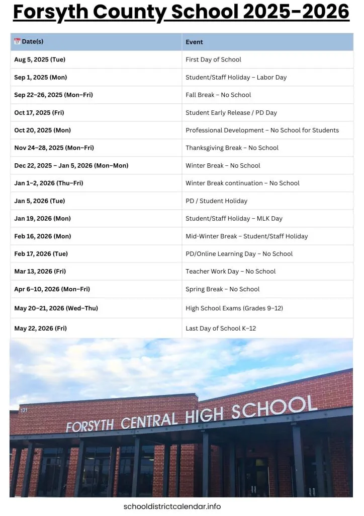 Forsyth County School Calendar