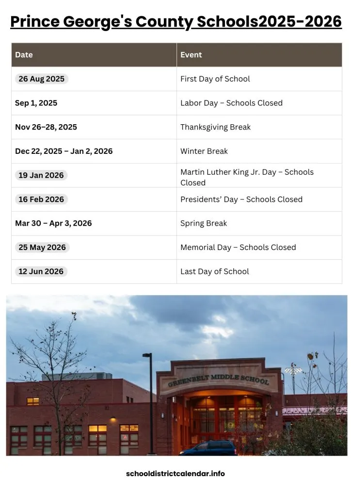 Prince George's County Schools Calendar