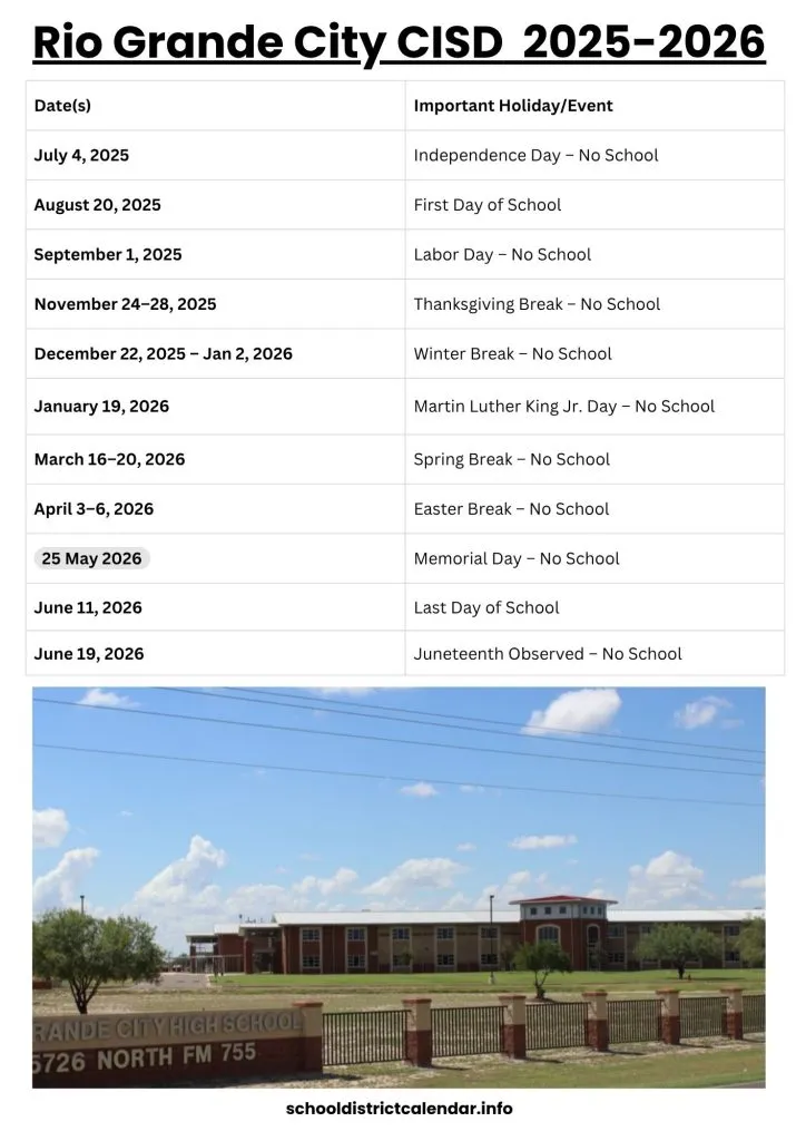 Rio Grande City CISD Calendar