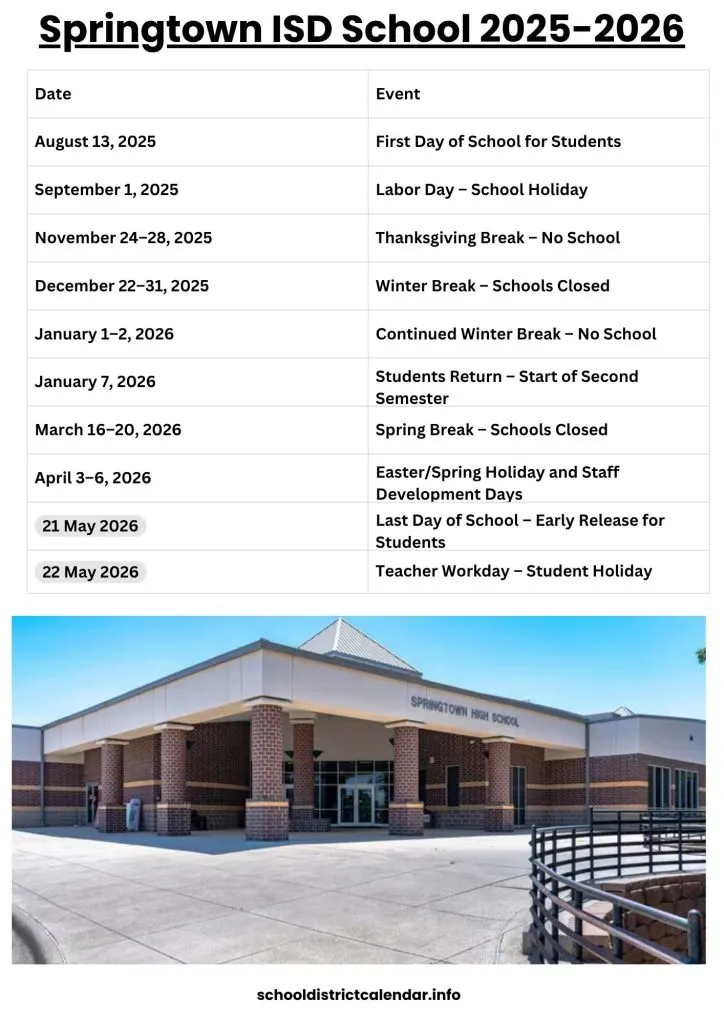 Springtown ISD School Calendar