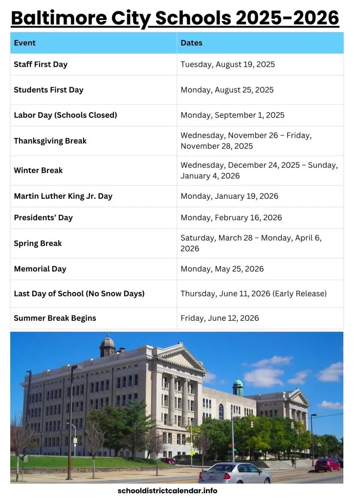Baltimore City Schools Calendar