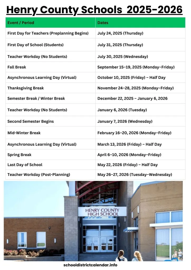 Henry County Schools Calendar